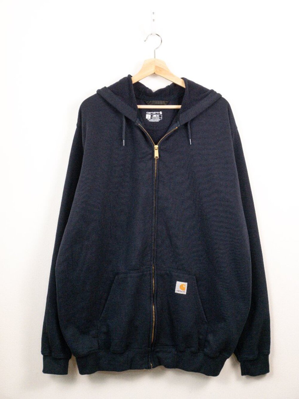 Carhartt Loose Fit Dark Navy Full Zip Hoodie Sweatshirt Mens L